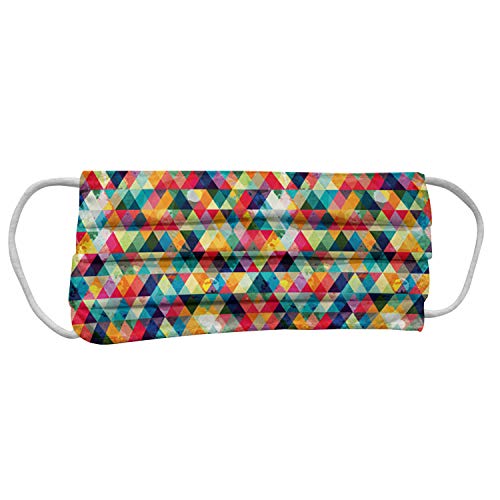 ABAKUHAUS Abstraktes Dreieck 2lagige Staubmaske Retro Motiv 80er Jahre 10er Set Gesichts Mundmaske Mehrfarbig