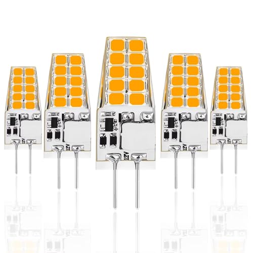 Xinwanhong G4 LED Lampe 5W LED Birnen G4 Warmweiß 2700K Ersatz für 50W Halogenlampen 500LM 12V AC DC LED Stifsockellampen Kein Flackern Nicht Dimmbar 5er Pack