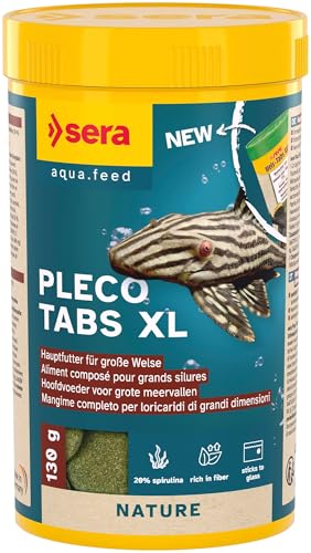  Pleco Tabs XL 250 130g Boden  BZW. Hafttabletten für größere Aquarium Welse Bodenfische 19% natürliches Spirulina unterstützt Verdauung Gesundheit Wasserfreundlich formstabil