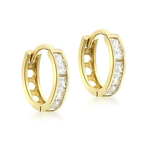 Tuscany Damen-Creolen 9 Karat 375 Gelbgold CZ quadratisch Huggy 1.57.9699