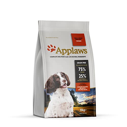 Applaws Natural Grain Free Dry Dog Food Huhn Geschmack für kleine und mittlere erwachsene Hunde 15kg Tasche