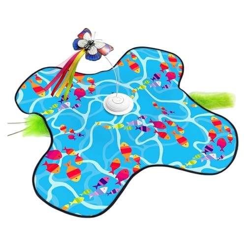 Generico Interaktives Spielzeug für Katzen leise wiederaufladbar mit versteckten Stimulen bewegliches Katzenspielzeug mit 3 Geschwindigkeiten mit Schmetterling - geeignet für Einsamkeit zu Hause