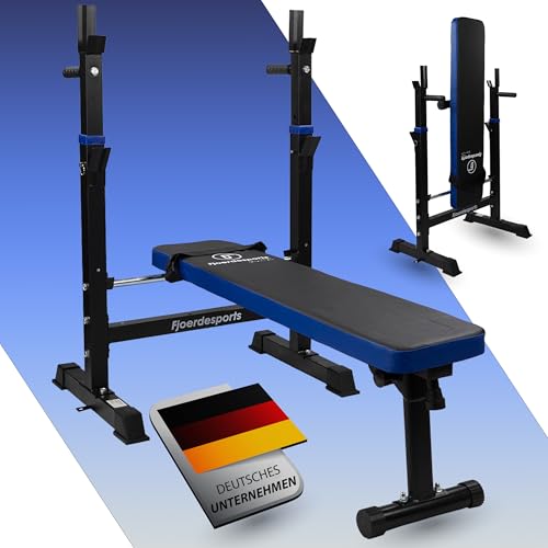 Fjoerdesports Hantelbank mit Ablage Verstellbare Höhe Klappbar Schwerlast Gewichtheben Heimtraining Home Gym Dip-Station Fitnessstudio Multifunktion Trainingsbank