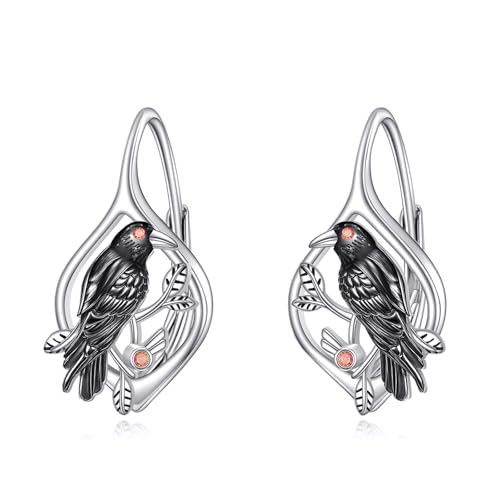 Raben Ohrringe Sterlingsilber Krähen Creolen Ohrringe Raben Schmuck Gothic Geschenke Damen