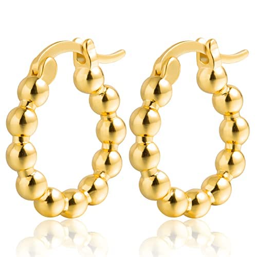 Anten Pink Ohrringe Gold Creolen für Damen Leichte Goldene Creolen mit 14 Karat Echt Vergoldete Hypoallergen Schmuck Geschenke für Frauen Damen Mädchen