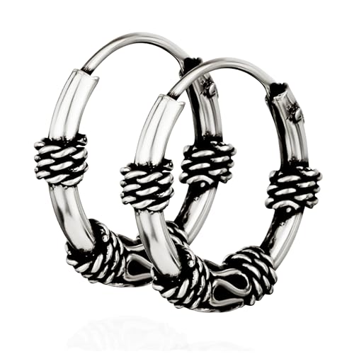 NKlaus PAAR 925 STERLING SILBER Keltische Bali Ohrringe Creolen s 13mm 7095