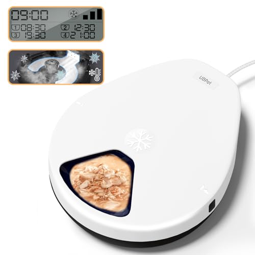 Futterautomat Katze Nassfutter mit Kühlung Halbleiter-Kältetechnik Timing-Funktion Katzenfutterautomat 5 Futterfächer Premium-Teller waschbar für Katzen Hunde