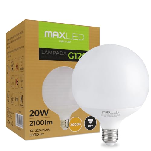 Maxled Light is Led Globe LED Lampe E27 G12 20W GlühbirneErsetzt Ersetzt 160 Watt Halogenlampe 3000K Warmweiß Kugel Lampen 2100lm Nicht Dimmbar 180 Abstrahlwinkel AC230V 120 x 158mm