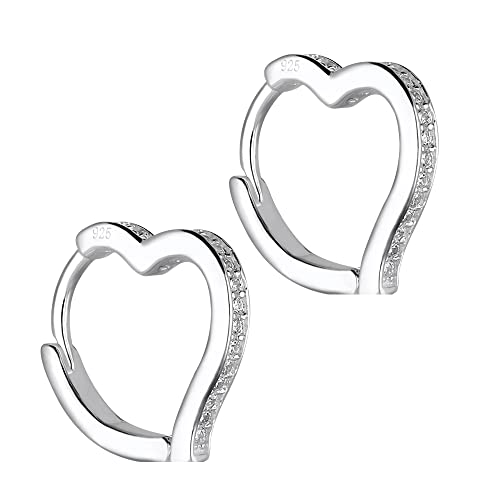 Treuheld 925 Sterling Silber Herz-Creolen mit Kristallen