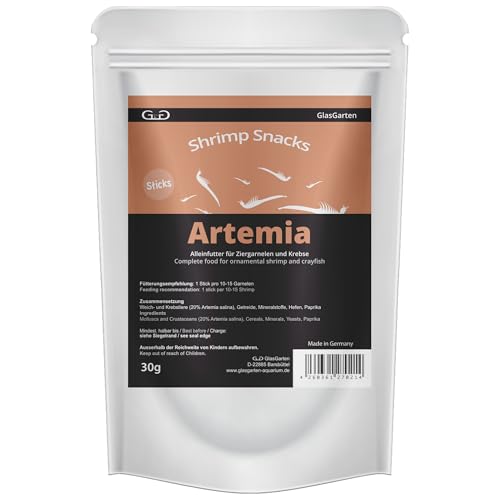 GlasGarten Shrimp Snacks Artemia 30g besonders formstabil Ergänzungsfutter mit proteinreichen Weich- und Krebstieren mit wichtigen Vitaminen Mineralien