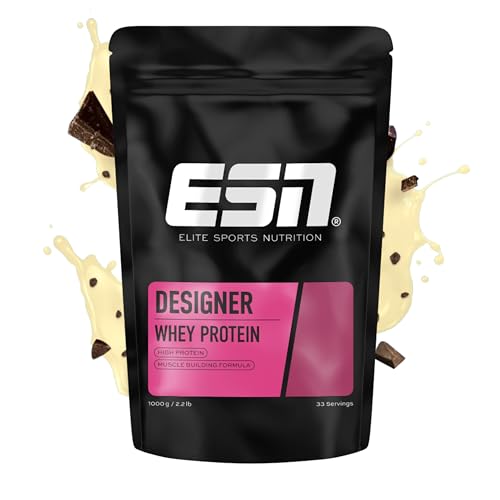 ESN Premium Designer Whey Stracciatella 1kg bis zu 23g pro Portion ideal zum Muskelaufbau und  erhalt   made in Germany
