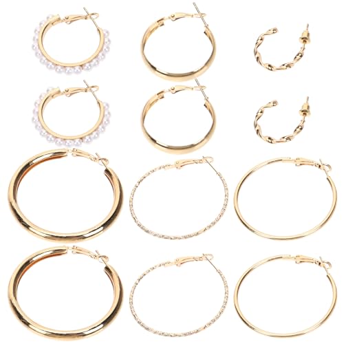 TEHAUX 6 Paar Satz Legierung Eckige Perlen Ohrschmuck Retro Modisch Alltag Geschenk