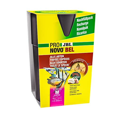 JBL PRONOVO BEL FLAKES Hauptfutter für alle Aquarienfische von 8-20 cm Fischfutter-Flocken Größe M 750 ml Nachfüllpack
