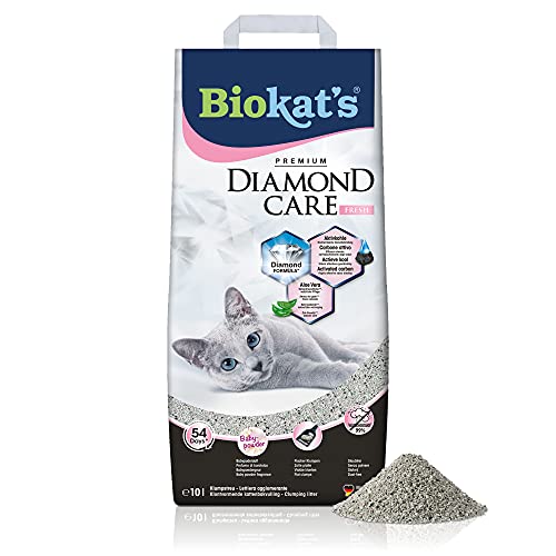 Biokat s Diamond Care Fresh Babypuder Duft   Feine Katzenstreu Aktivkohle und Aloe Vera   1 Sack 1x 10 L
