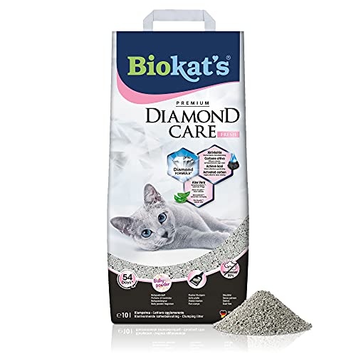 Biokat s Diamond Care Fresh Katzenstreu Babypuder Duft   Feine Klumpstreu aus Bentonit Aktivkohle und Aloe Vera   1 Sack 1x 10 L