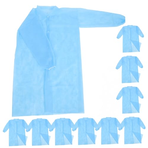 JECOMPRIS 10stücke Einweg-Laborkittel Aus Vlies Für Erwachsene Mit Knöpfen Laborkittel Für Chemie Und Große Schutzanzüge