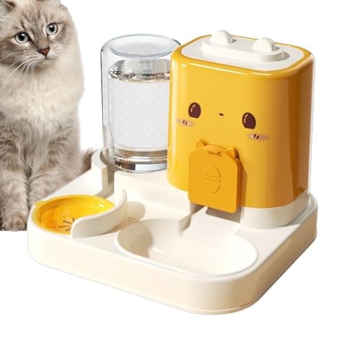  Katzenfutterspender   2 In 1 Wassertank Futtersystem Napf großvolumiger Futterbehälter für Katzenwelpen Kleintiere