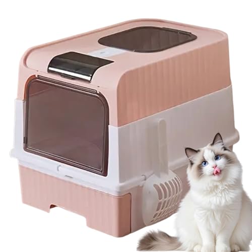 Jubilofex Katzentoiletten - Katzenklo Mit Deckel - Inklusive Schaufel Abdeckhaube Klappbar Leicht Siebfunktion Für Eckbereich