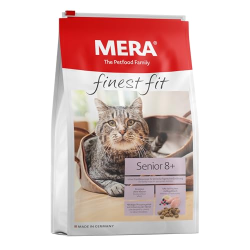 MERA finest fit Senior 8 Katzenfutter trocken für ältere Katzen ab 8 Jahren Trockenfutter aus frischem Geflügel und Reis gesundes Futter mit Glucosamin ohne Zucker 4 kg