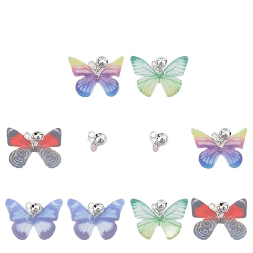 XJPXFQ 10 stücke Kleine Schmetterling Shell Zubehör Ersatz Kopf Teaser Katze Stick Glocke Lustige Übung Katze Teaser Zauberstab Haustier Spielzeug 10pcs Butterfly