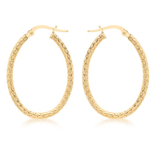 CARISSIMA Damen-Creolen 9 Karat 375 Gelbgold Texturot Oval 1.53.8729