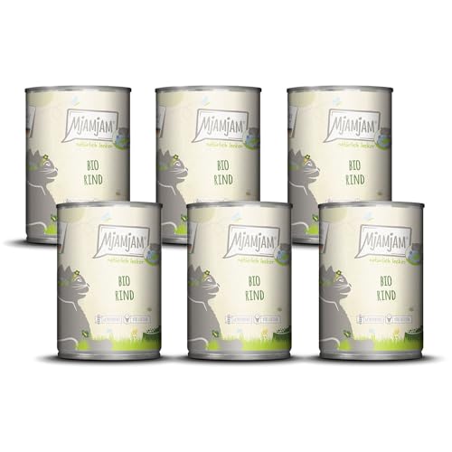 MjAMjAM Premium Nassfutter für Katzen - natürlich lecker Bio Rind 6er Pack 6 x 400g getreidefrei mit extra viel Fleisch