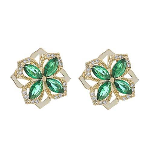 DEARMAMY 1 Paar Vier Blättrige Kleeblatt-ohr Stecker Reifen Goldene Creolen Silberne Reifen Ohrstecker Ohrringe Aus Sterlingsilber Creolen Aus Sterlingsilber Goldene Nieten Zucht Kupfer