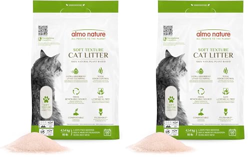 almo nature Natural Cat Litter Soft Texture - Klumpende Katzenstreu 100% pflanzlich biologisch abbaubar ergiebig und gegen Gerüche. Sack 4 54Kg Packung mit 2