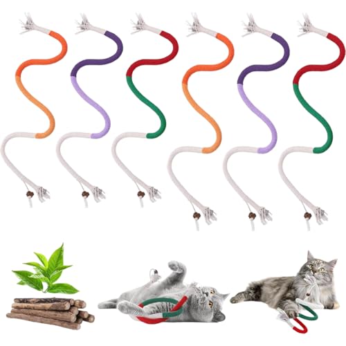 Kauspielzeug für Katzen 6er Set Kauseile für Kitten in der Zahnungsphase katzenspielzeug Mit Nachfüllbarer Natürlicher Katzenminze Interaktives Zahnreinigungsspielzeug für Katzen Kätzchen