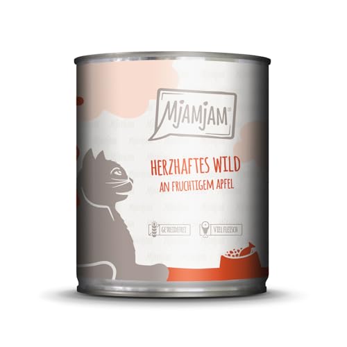 MjAMjAM - Premium Nassfutter für Katzen - herzhaftes Wild an fruchtigem Apfel 1er Pack 1x800g getreidefrei