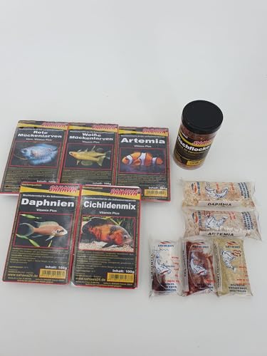 SAHAWA Frostfutter und Lebendfutter Kombi-Paket Grundpreis 25 99 Mix Paket für Aquarium Fische Probe Zierfischflocke