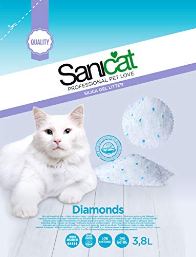 SANICAT Diamonds Silikat Katzenstreu Absorbiert - 3 8L