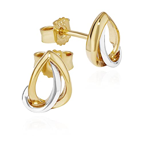 NKlaus Paar Bicolor Ohrstecker 333 Gelb Gold 8 Karat 8x6mm hochglanz Damen Ohrringe 13284