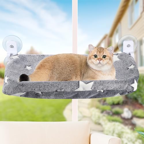 Katzen Fensterliege Faltbare Katzen Hängematte mit Leuchtenden Sternen Katzen Hängematte Fenster Fensterplätze mit Starken Saugnäpfen Klappbar Katzen Hängematte Fensterhängematte Katzenhängebett