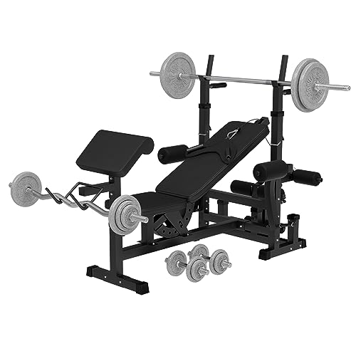  Multifunktion   inkl. Hantelset 108kg Gewichten Langhantel Curlpult Butterfly Dip Station   Kraftstation