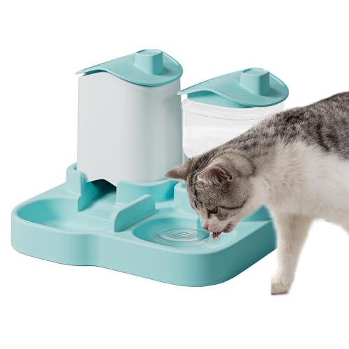 Katzenfutter- und Wasserspender Set - Auslaufsicherer Behälter Futterautomat Und Trinkbrunnen Für Haustiere - Für Die Fütterung Von Haustieren Wie Katzen Hunden Und Welpen