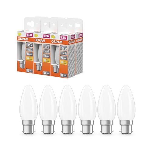 OSRAM LED-Lampe Star Kerzenform B25 Filament 2700 K warmweiß 1 8 W B22d matt 250 lm 15.000h für Tischleuchten dekorative Einbauten