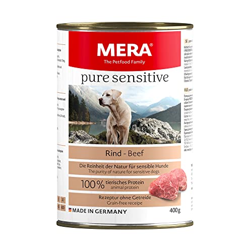 MERA Pure Sensitive 6x400g nass hohem Fleischanteil aus 100% tierischem Protein Sensible Single Protein
