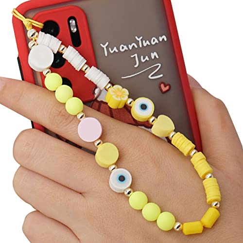 Herbests Handykette Perlen Handyanhänger Böhmische Bunte Perlen Telefon Kette Strap Acryl Lächeln Stern Perlen Handy Lanyard Telefon Anhänger Universale Lanyard Handy Schmuck Hängen Chian für Frauen