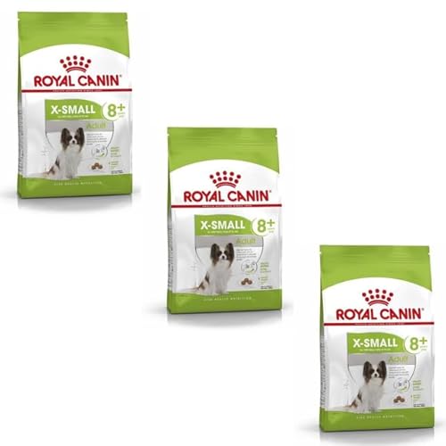 Royal Canin X-Small Adult 8 3er Pack 3 x 500 g Trockenfutter für sehr kleine Hunde ab dem 8. Lebensjahr Zur Unterstützung des Darms der Vitalität und der Harnwege
