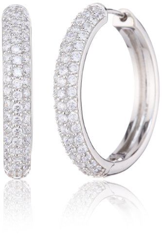 ca women Damen Creolen 925 Sterlingsilber rhodiniert Zirkonia