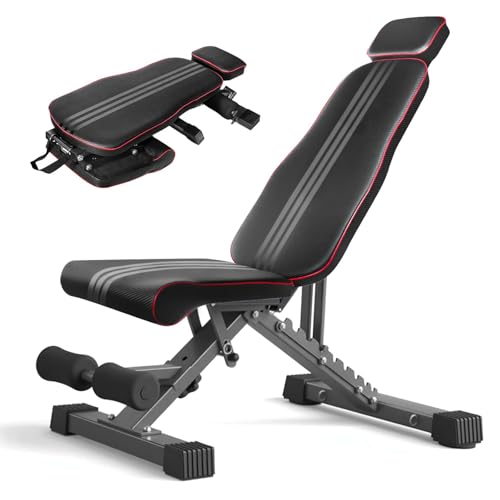 Hantelbank Klappbar 300KG Hantelbank Klappbar Verstellbar Multifunktions Trainingsbank Schrägbank für Ganzkörper Workout 10 Stufiger Verstellbarer Rückenlehnenstuhl