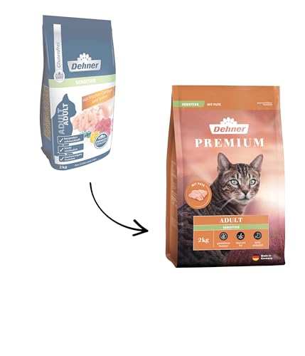 Dehner Premium Katzenfutter Sensitive Trockenfutter getreidefrei für ausgewachsene ernährungssensible Katzen Pute 2 kg