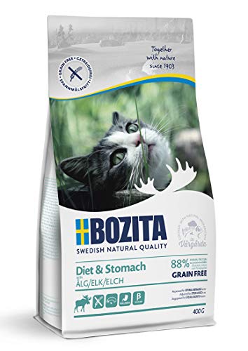 BOZITA Diet Stomach Getreidefrei mit Elch - Trockenfutter für wenig aktive und übergewichtige erwachsene Katzen 0.4 kg