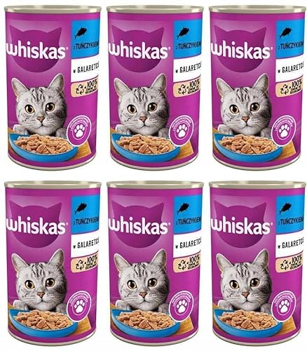 Whiskas Katzenfutter Nassfutter Adult 1 mit Thunfisch in Gelee 6 Dosen 6 x 400g