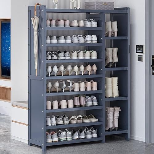 Großes Bambus-Schuhregal offenes Regal Schrank für Eingangsbereich und Schrank stilvolle Aufbewahrungslösung für Schuhe Stiefel und Zubehör