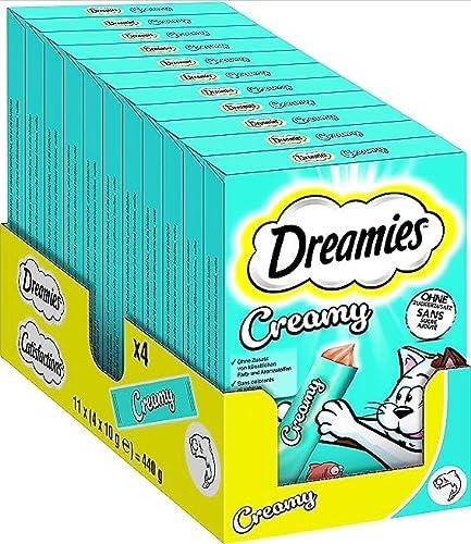 Dreamies Katzenleckerlis Creamy Snacks mit Lachs köstlich cremiger Geschmack 44 Portionsbeutel 11 x 4 x 10g