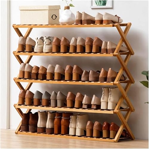 Schuhregal aus Bambus mit 3 Ebenen großes Fassungsvermögen zusammenklappbar platzsparend mehrfarbig 5 Ebenen 100 cm stilvolle und funktionale Aufbewahrungslösung