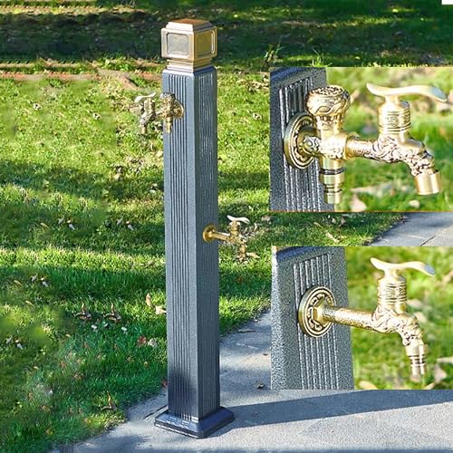 Generisch Freistehender Außenwasserhahnständer mit frostsicherem Auslauf vertikaler Gartenschlauchhalter robuste bodenstehende Wassersäule mit 2-Loch-Wasserhahn für einfachen Zugriff