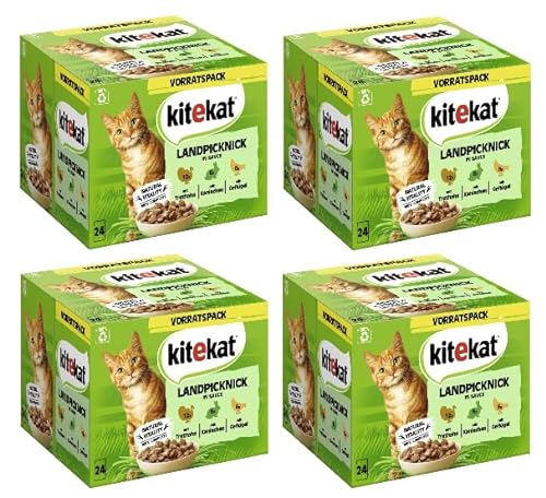 KITEKAT Portionsbeutel Multipack Vorratspack Landpicknick in Sauce 4 x 24x85g